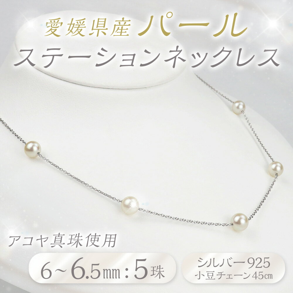 【ふるさと納税】パール ステーションネックレス 5珠 6.0-6.5mm 真珠 本真珠 アコヤ真珠 ネックレス アクセサリー ジュエリー シルバー 925 小豆チェーン ホワイト シンプル おしゃれ 上品 製品保証書付き 日本製 愛媛県 送料無料（855） サムネイル2