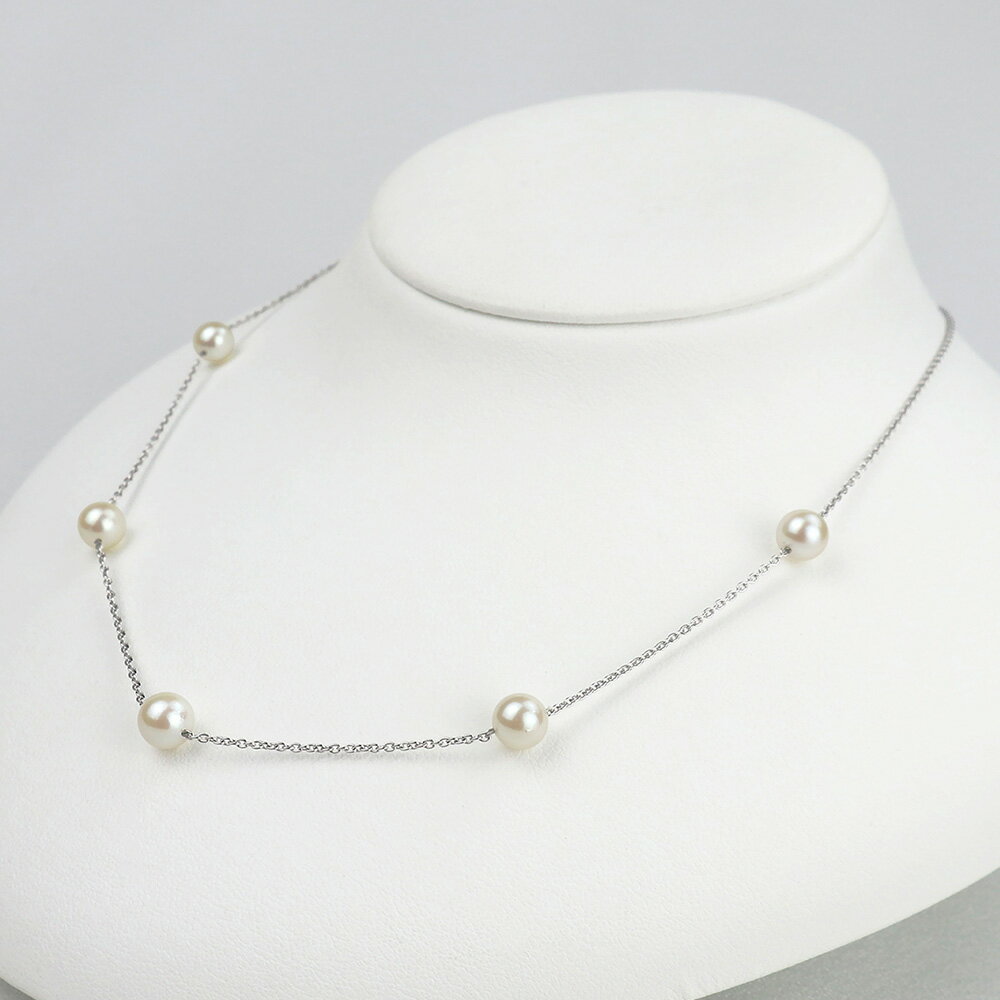 【ふるさと納税】パール ステーションネックレス 5珠 6.0-6.5mm 真珠 本真珠 アコヤ真珠 ネックレス アクセサリー ジュエリー シルバー 925 小豆チェーン ホワイト シンプル おしゃれ 上品 製品保証書付き 日本製 愛媛県 送料無料（855） サムネイル3