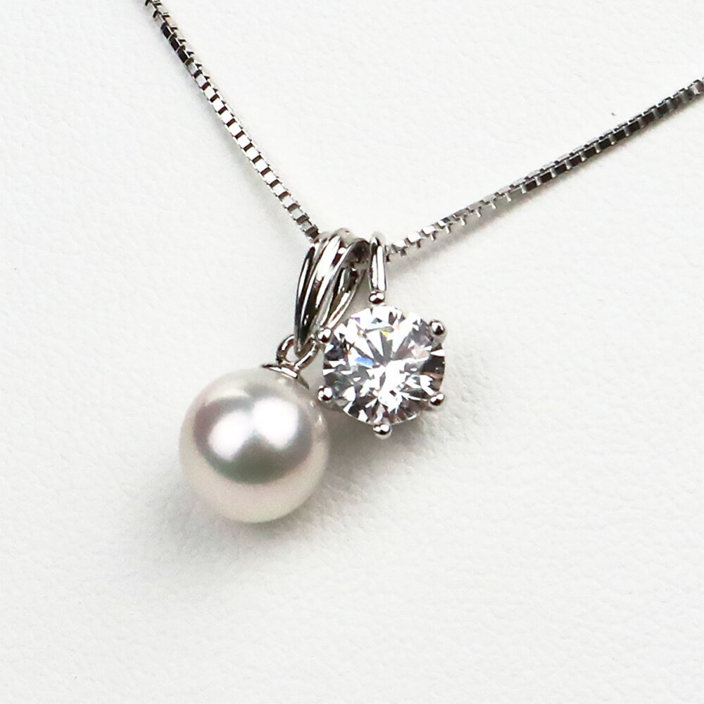 【ふるさと納税】花珠真珠 キュービックジルコニア 2Wayペンダント 8.0-8.5mm 真珠 本真珠 アコヤ真珠 パール ジルコニア 1.0c ネックレス アクセサリー 925 シンプル おしゃれ 上品 高品質 製品保証書付き 日本製 愛媛県 送料無料 (866) サムネイル3