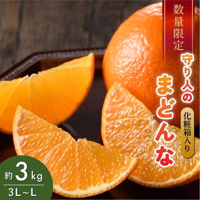 【先行予約】【数量限定】守り人のまどんな 3kg （化粧箱入り）【K003050】12月上旬～12月下旬に順次発送予定 まどんな 愛媛 マドンナ まどんな みかん 愛媛県 果物 フルーツ みかん 3kg 年内発送 甘い 高級 柑橘類 守り人