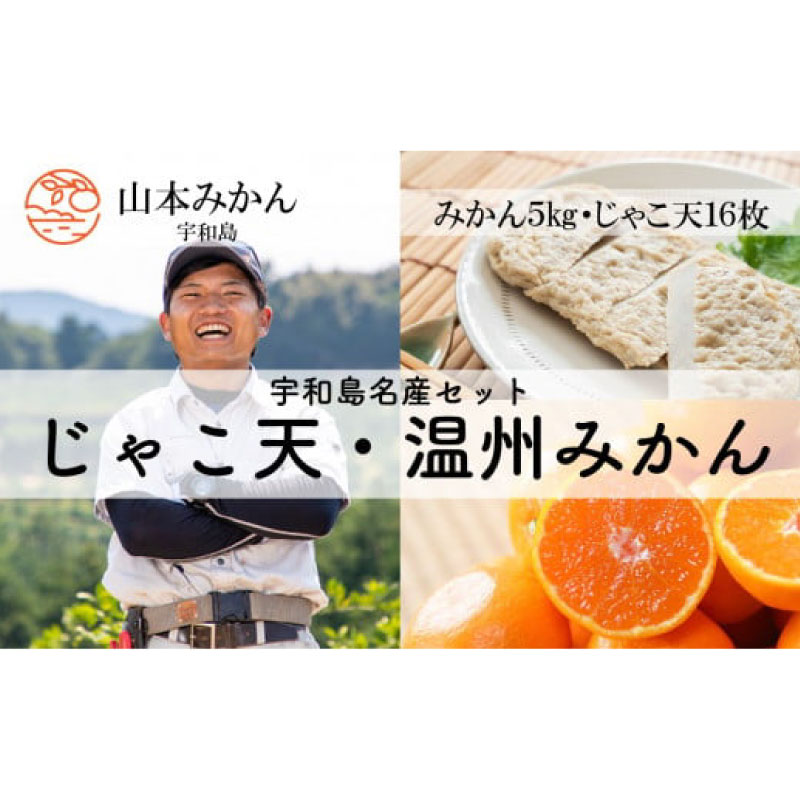 じゃこ天 16枚 温州みかん 5kg セット 山本みかん ふるさと納税限定 先行予約 早生 南柑20号 みかん mikan 愛媛みかん 蜜柑 果物 くだもの フルーツ 柑橘 練り物 かまぼこ おつまみ 郷土料理 農家直送 産地直送 数量限定 国産 愛媛 宇和島 B012-038003