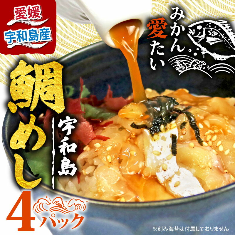 漬け丼 漬け 鯛めし 4食セット みかん 鯛 宇和島鯛めし 南予ビージョイ 真鯛 たい マダイ 刺身 お刺身 海鮮丼 人気 海鮮 冷凍 小分け パック 便利 づけどん タイ 郷土料理 お取り寄せ 国産 愛媛 宇和島 D010-150004