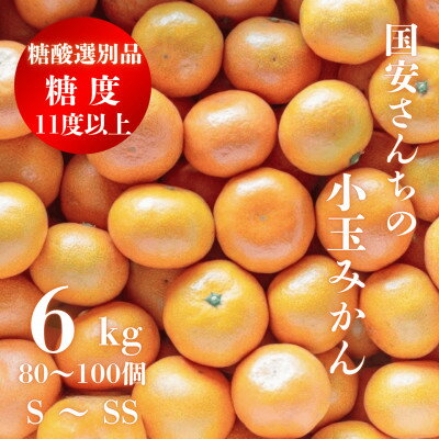 糖度11.0以上　国安さんちの厳選小玉みかん 6kg(3kg×2箱)【F20-29】_ みかん ミカン 柑橘 くだもの 果物 フルーツ 温州 小玉 ジューシー 甘い 2箱 セット 常温 デザート 産地直送 産直 愛媛 人気 【1323624】
