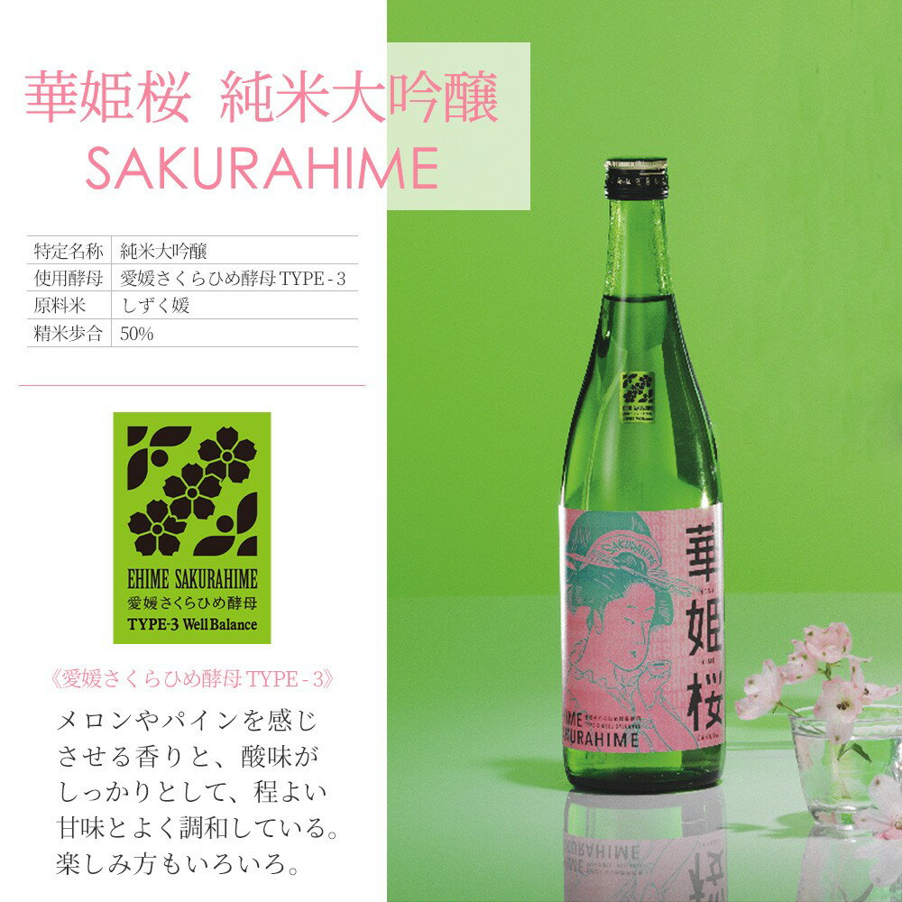 【ふるさと納税】日本酒 清酒 愛媛 花酵母 さくらひめシリーズ 華姫桜 純米大吟醸酒 さくらひめ 720ml ×1本 セット 近藤酒造 サムネイル2
