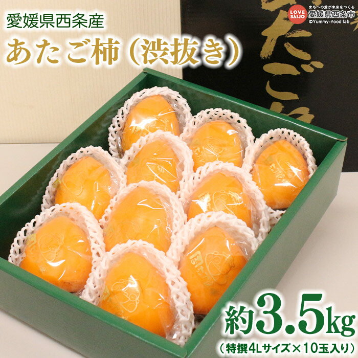 ＜愛媛県西条産 あたご柿（渋抜き）約3.5kg（特撰4Lサイズ×10玉入り）＞※2025年12月下旬迄に順次出荷します。 フルーツ 果物 愛宕柿 かき カキ ドライアイス 焼酎 JA周桑 農業協同組合 愛媛県 西条市【常温】