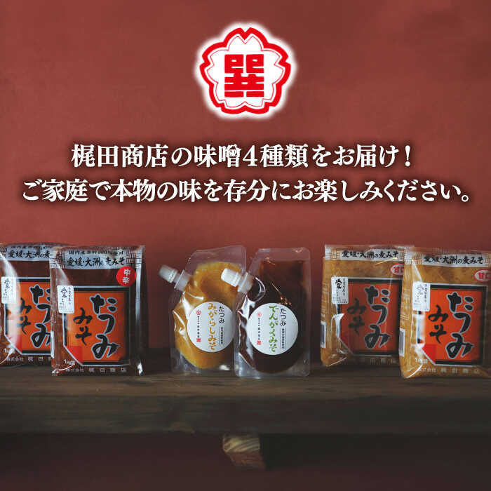 【ふるさと納税】たつみ 麦みそ4種食べ比べセット | 人気 おすすめ ランキング おいしい 醤油 しょうゆ 味噌 みそ 調味料 味噌汁 料理 調味料 和食 ごはん ご飯 大洲市/株式会社梶田商店[AGBB011] 10000 10000円 以上 サムネイル2
