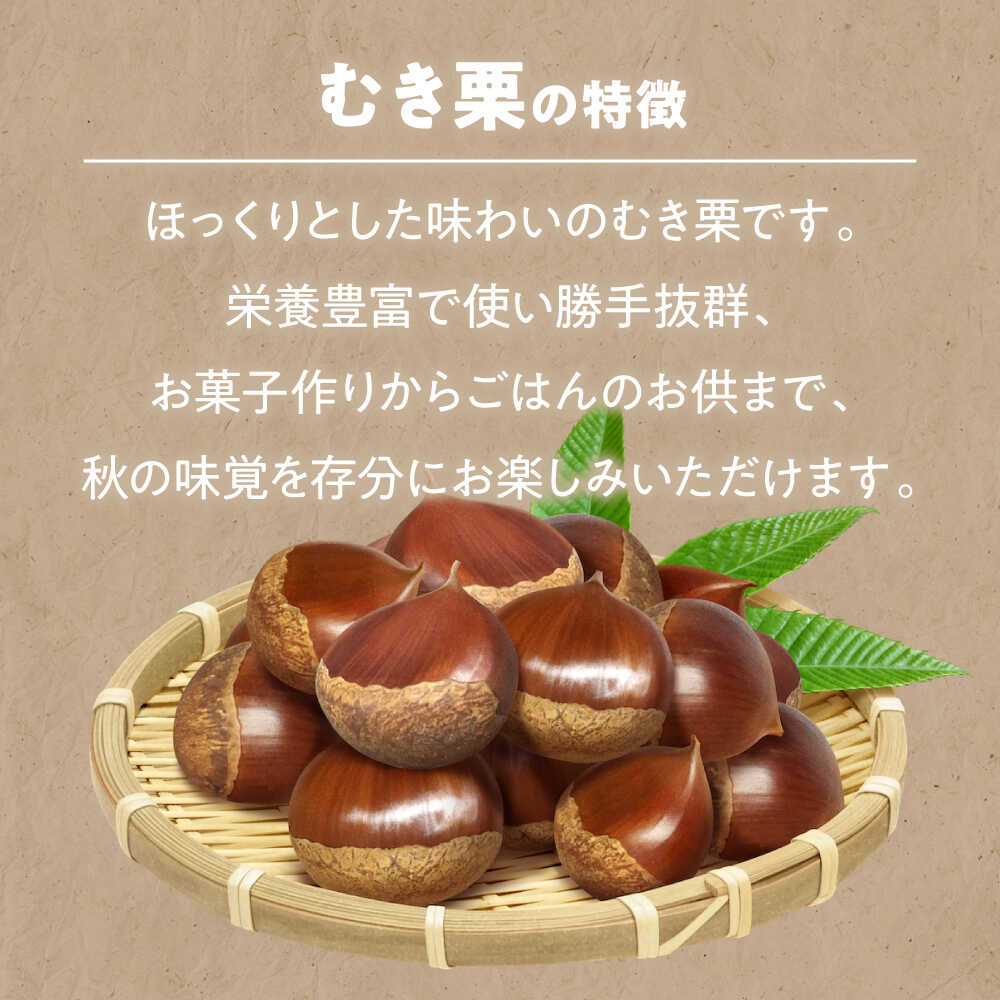 【ふるさと納税】【選べる容量・保存方法】ムキ栗 800g～1.0kg（真空パック） 大洲市/沢井青果[AGBN034] 栗 クリ くり 栗ご飯 栗ごはん くだもの 果物 フルーツ ふるーつ 生栗 先行予約 おすすめ 人気 お取り寄せ 送料無料 贈答 ギフト サムネイル3