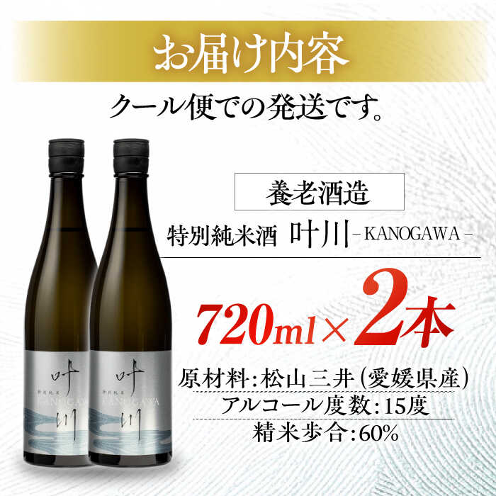【ふるさと納税】日本酒 養老酒造 特別純米酒 『叶川 KANOGAWA』 720ml×2本セット 大洲市/一般社団法人キタ マネジメント（大洲まちの駅あさもや）[AGCP808] 酒 地酒 日本酒 にごり酒 飲み比べ 大洲市産 産地直送 おすすめ 人気 お取り寄せ 送料無料 贈答 ギフト サムネイル2