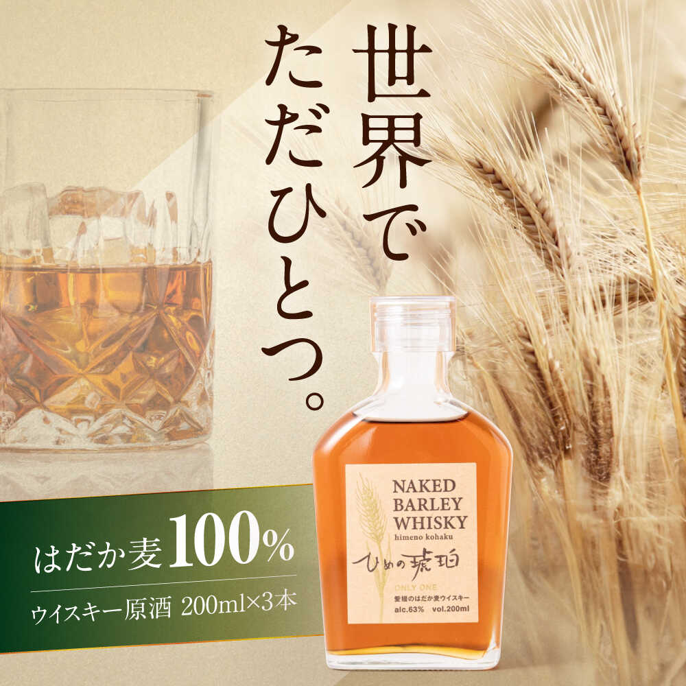 【年内発送】 ウイスキー ひめの琥珀 はだか麦ウイスキー 3本 セット 洋酒 裸麦 地ウイスキー 大洲市/有限会社 小谷酒店 はだか麦 ウィスキー 原酒 愛媛 大洲 酒 アルコール ハイボール 国産 ジャパニーズウイスキー[AGCZ003] おすすめ 人気 お取り寄せ