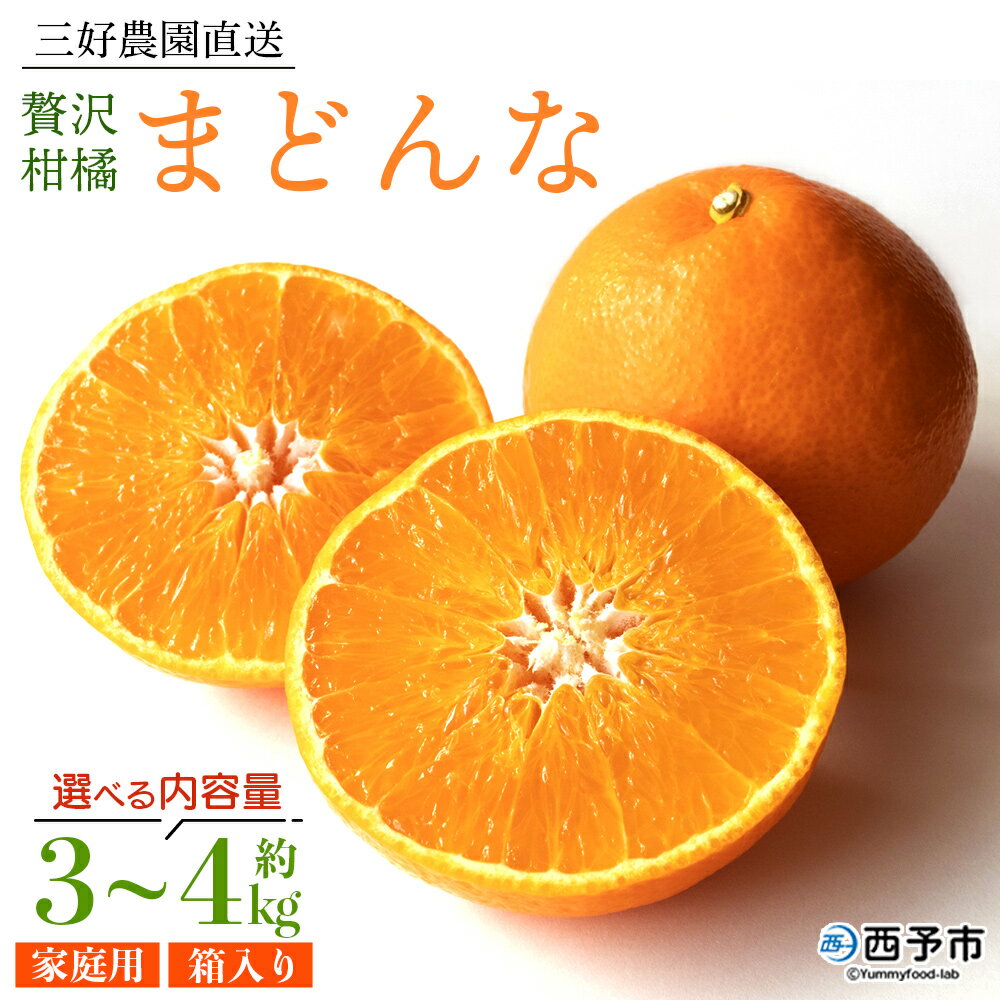 紅まどんなと同品種！＜贅沢柑橘「まどんな」家庭用 箱込約3kg／4kg＞ 果物 フルーツ マドンナ みかん ミカン 蜜柑 オレンジ 愛媛果試第28号 柑橘 訳あり 産地直送 三好農園 西宇和 愛媛県 西予市【常温】『2025年11月中旬～2026年1月上旬迄に順次出荷予定』