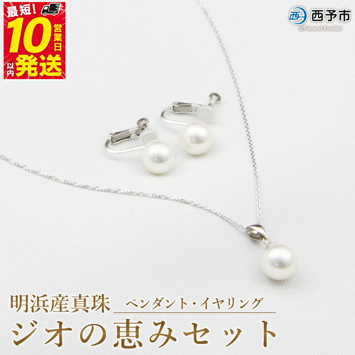 保証書付＜明浜産真珠ジオの恵みセット(ペンダント・イヤリング)＞ 8.5～9.0mm 純国産 あこや ネジ式 パール アクセサリー フォーマル ファッション レディース 女性 誕生日 記念日 成人祝い 佐藤真珠 愛媛県 西予市 【常温】『最短10営業日以内に発送予定』