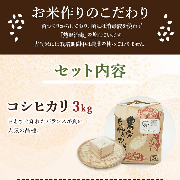 【ふるさと納税】＜古代米も入った！お米食べ比べセット＞令和7年産 お米 コメ ご飯 穀物 こしひかり コシヒカリ にじのきらめき 古代米 黒米 赤米 4種 詰め合わせ 食べ比べ 計5.3kg 特産品 やまこのうえん 愛媛県 西予市【常温】『2025年9月上旬より順次出荷予定』 - 画像3