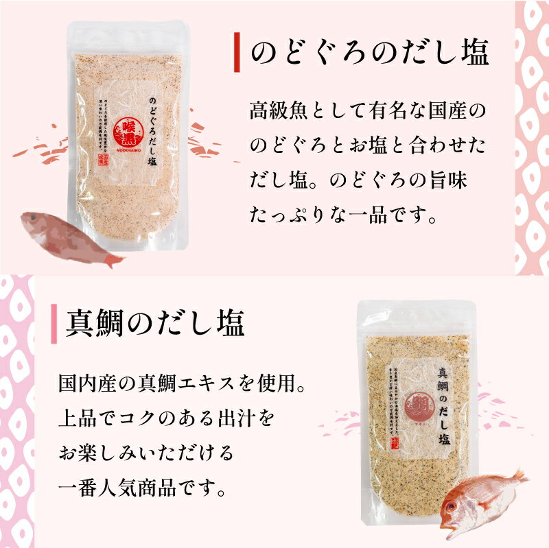 【ふるさと納税】 TVやSNSで話題 はぎのだし塩 6種セット 160g×6パック のどぐろ 真鯛 あご あおさ しじみ 昆布 調味料 万能塩 おにぎり お吸い物 料理の味付け ご飯 お茶漬け グルメ ギフト 送料無料 愛媛県 松前町 サムネイル2