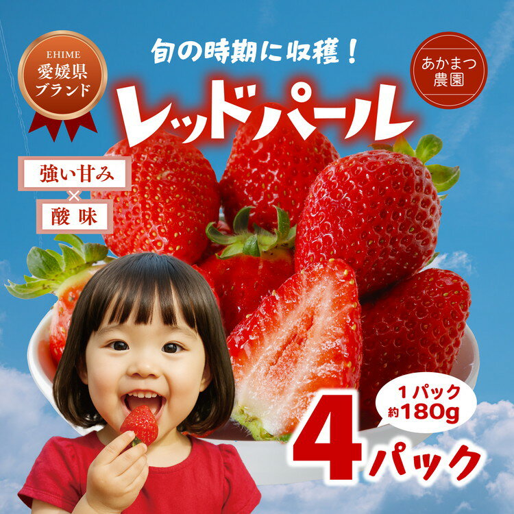 【2026年春収穫分】【先行予約】レッドパール 4パック（約720g） | いちご イチゴ 苺 大福 ジャム タルト アイス ケーキ ギフト あかまつ農園 ※離島への配送不可 ※2026年2月中旬頃より順次発送予定