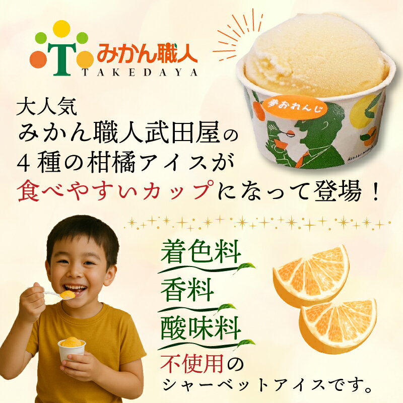 【ふるさと納税】 4種 の 愛媛 柑橘 カップ アイス 食べ比べ 容量 14個 各65ml ( 夢オレンジ 河内晩柑 愛媛みかん 不知火 ) シャーベット ジェラート カップアイス アイスクリーム デコポン フルーツ 柑橘 氷菓 温州みかん 果物 果実 みかん職人武田屋 愛媛県 愛南町 - 画像2