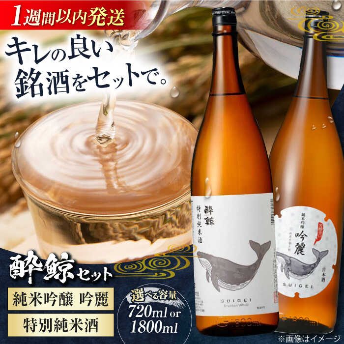 酔鯨 純米吟醸 吟麗 & 特別純米酒 720ml 2本セット or 1800ml 2本セット / 日本酒 飲み比べ 地酒 純米酒 土佐酒 辛口 酔鯨 セット 詰め合わせ【近藤酒店】[ATAB021]