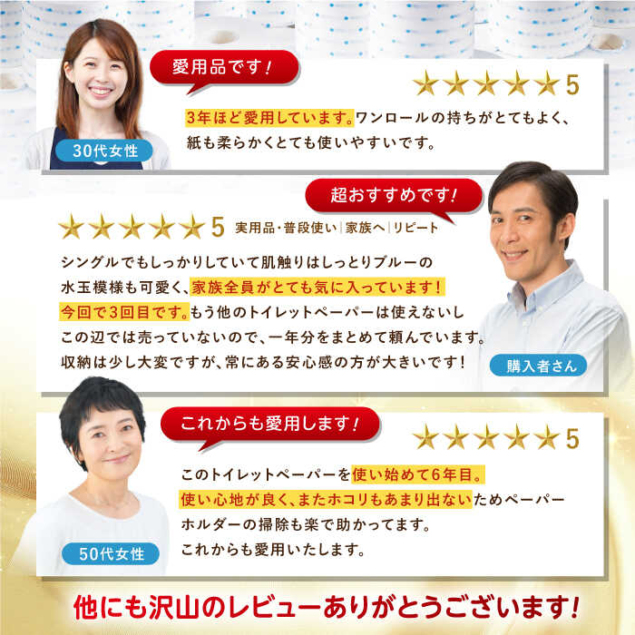 【ふるさと納税】高評価★4.82 3倍長持ち トイレットペーパー サンハニー (水玉ブルー柄) シングル 〈選べる容量・発送月・回数〉18ロール・36ロール・72ロール ロング巻き 150m シングル パルプ 3倍 収納 おすすめ ストック 無香料【機能素材株式会社】[ATAA002] サムネイル3