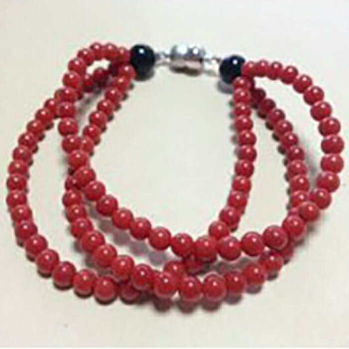 赤珊瑚108珠3連ブレスレット 【株式会社ケンセン35】[ATAR016]