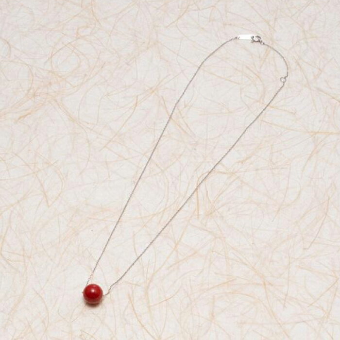 Sランクの赤珊瑚丸玉 ペンダント K18チェーン 【株式会社ケンセン35】[ATAR043]