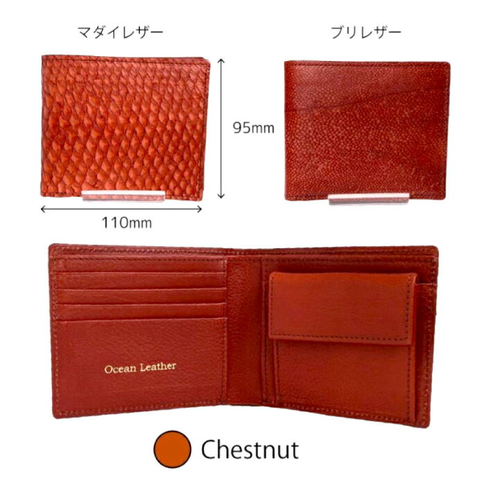 【ふるさと納税】【Chestnut】Ocean Leather 二つ折り財布【ブリ】【興洋フリーズ株式会社】[ATBX071-03] サムネイル2