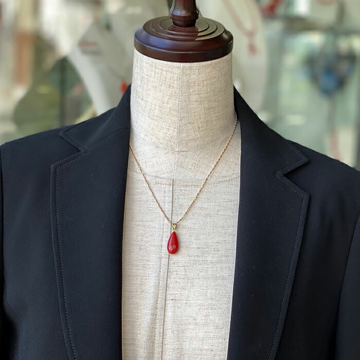 【ふるさと納税】赤珊瑚ティアドロップ K18製ペンダント 【有限会社米沢サンゴ店】[ATCX018] サムネイル2