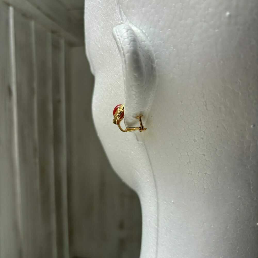 【ふるさと納税】【記念日の贈り物に】K18ゴールドと土佐産赤珊瑚の華やかなダイヤモンドイヤリング D0.03ct/専用ケース付 / プレゼント ギフト レディース 【有限会社米沢サンゴ店】[ATCX072] サムネイル3