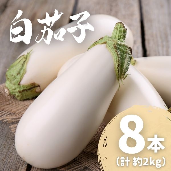 農家直送 白茄子 土佐の美味茄子の新鮮ナス 8本 2kg 野菜 なす ナス 常温 小袋 国産 夏野菜 茄子 小分け 旬 高知 室戸市