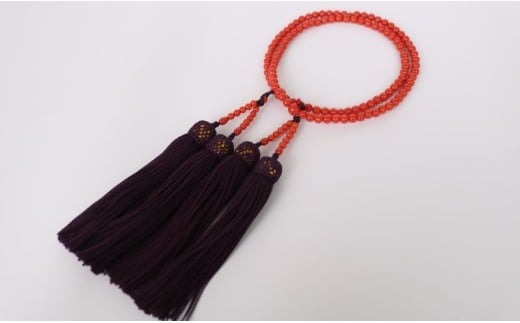 赤珊瑚の本連数珠 訳あり宝石サンゴ 5mm玉 数珠袋付き 珊瑚 さんご 数珠 仏具 お盆 葬式 法事 葬儀 法要 レディース 女性用 お守り 高知県 室戸市 [kn128]