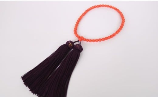 赤珊瑚の片手数珠 訳あり宝石サンゴ 5mm玉 数珠袋付き 珊瑚 さんご 数珠 仏具 お盆 葬式 法事 葬儀 法要 レディース 女性用 お守り 高知県 室戸市 [kn129]