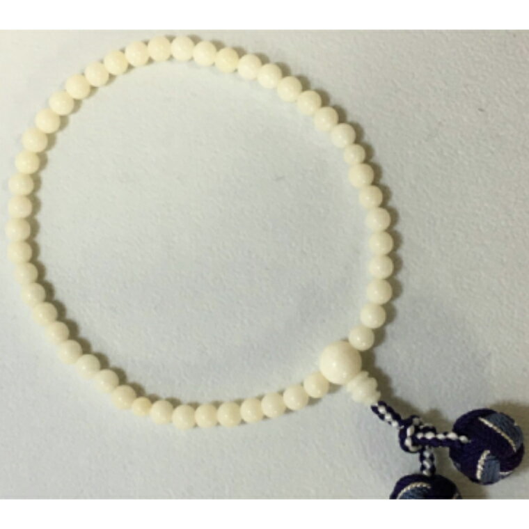 白珊瑚の片手数珠 数珠袋付き 略式数珠 片手数珠 白サンゴ 珊瑚 さんご 数珠 仏具 お盆 葬式 法事 葬儀 法要 男の子用 キッズ用 子ども用 お守り 送料無料 kn018