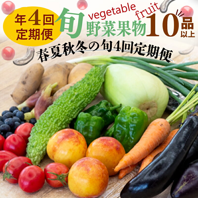 【 定期便 4回 】 野菜 ・ 果物 10 ～ 13 種類 セット | お楽しみ やさい フルーツ セット 旬 新鮮 農家 直送 詰め合わせ 国産 季節 ぶどう いちご スイカ きゅうり ピーマン なす トマト 大根 白菜 頒布会 高知県 須崎市 ふるさと納税野菜定期便