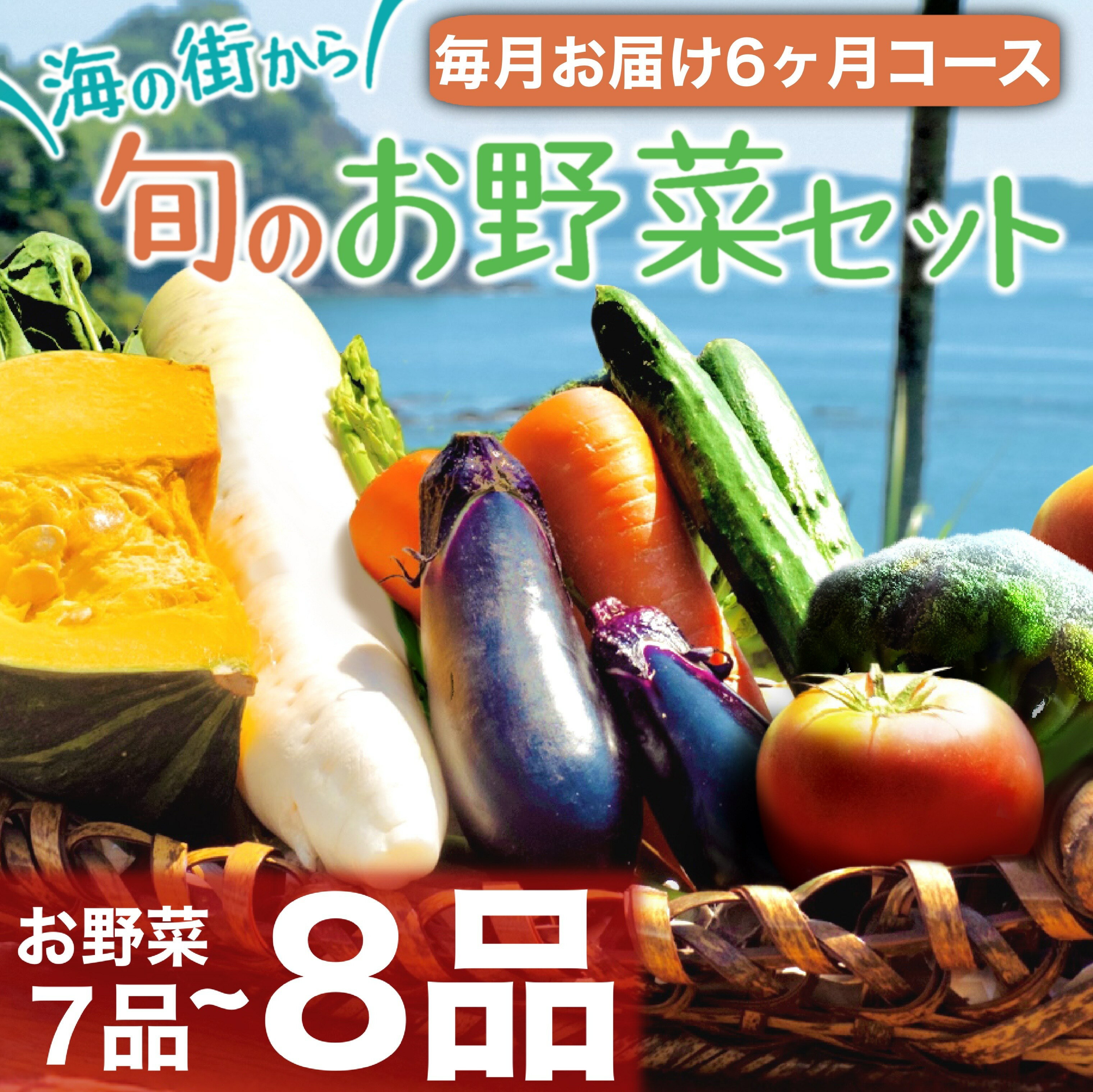 定期便 野菜 7～8品 6回 野菜詰め合わせ 季節 旬 野菜定期便 野菜セット 詰め合わせ セット 毎月お届け 高知県 須崎市人気 ランキング 食品 お楽しみ バラエティ おすすめ 6か月 やさい 野菜盛り まるごと ふるさと納税野菜