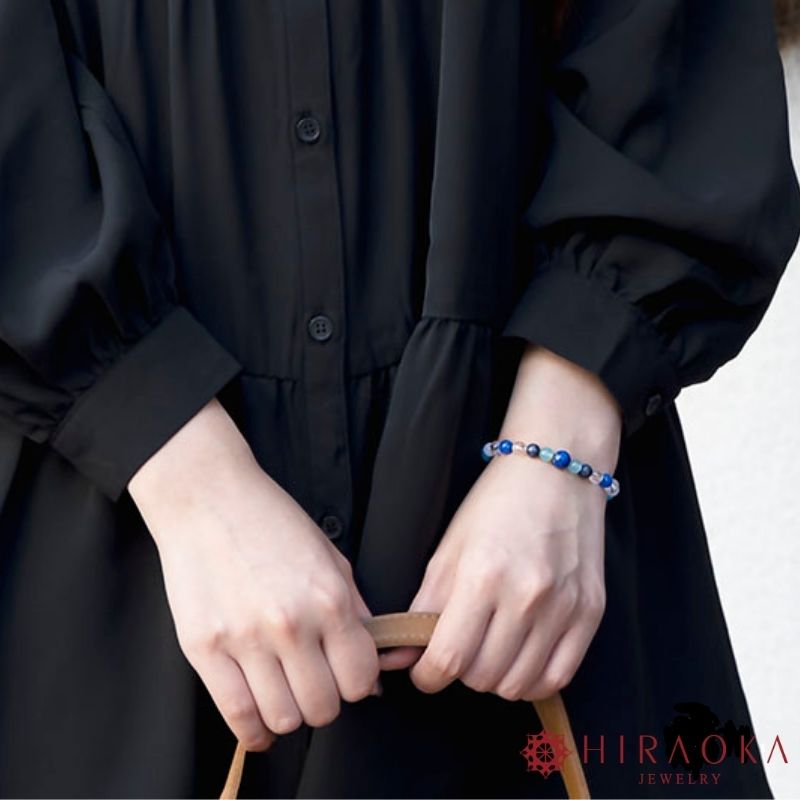 【ふるさと納税】 パワーストーン ブレスレット 6mm 玉 石 開運 対応力 幸せ シーブルーカルセドニー ハウライトトルコ ラピスラズリ サファイア 青色 クリアカラー 高知県 須崎市 サムネイル2