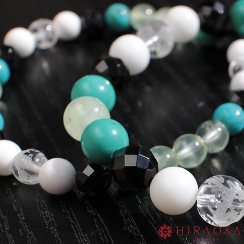 【ふるさと納税】 パワーストーン ブレスレット 6mm 玉 石 仕事運 アップ 四神クォーツ 水晶 ターコイズ トルコ石 ブラックスピネル ホワイトメノウ ホワイト ブラック ターコイズブルー 高知県 須崎市 サムネイル2