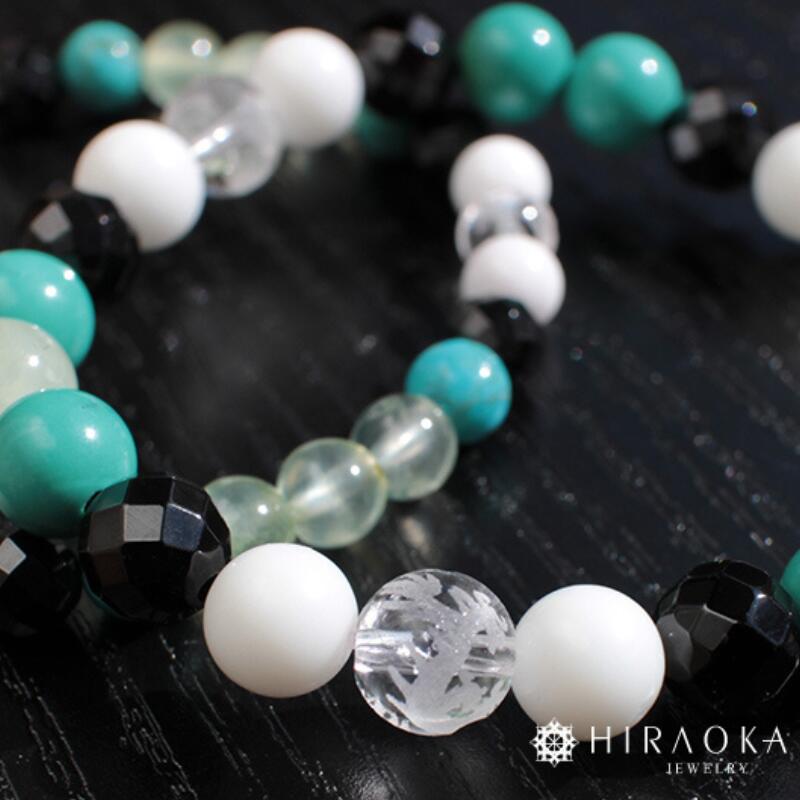 【ふるさと納税】 パワーストーン ブレスレット 8mm 玉 石 仕事運 アップ 四神クォーツ 水晶 ターコイズ トルコ石 ブラックスピネル ホワイトメノウ ホワイト ブラック ターコイズブルー 高知県 須崎市 サムネイル2