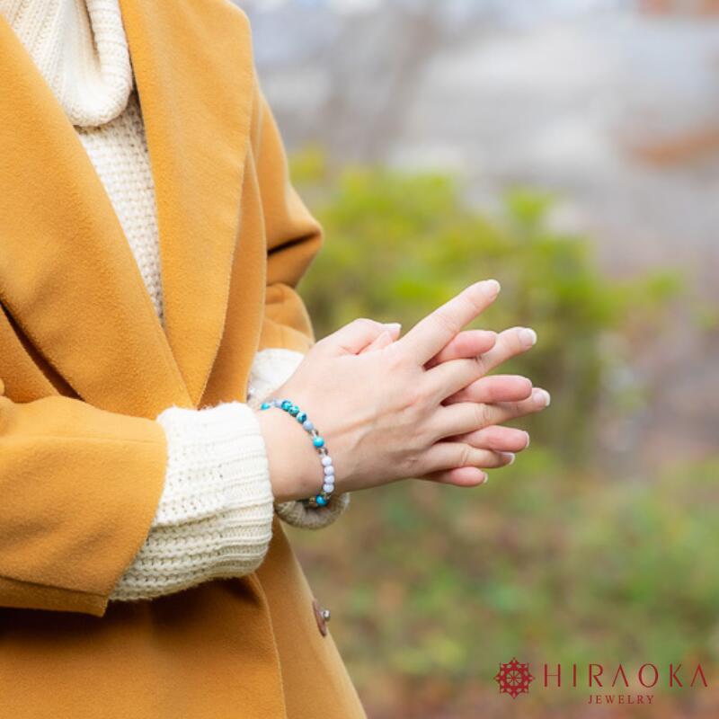 【ふるさと納税】 パワーストーン ブレスレット 家庭 家族 円満 6mm 玉 石 夫婦 関係 改善 信頼 回復 フローライト エンジェライト クリソコーラ ハウライトトルコ ライトブルー ブルー 高知県 須崎市 サムネイル2