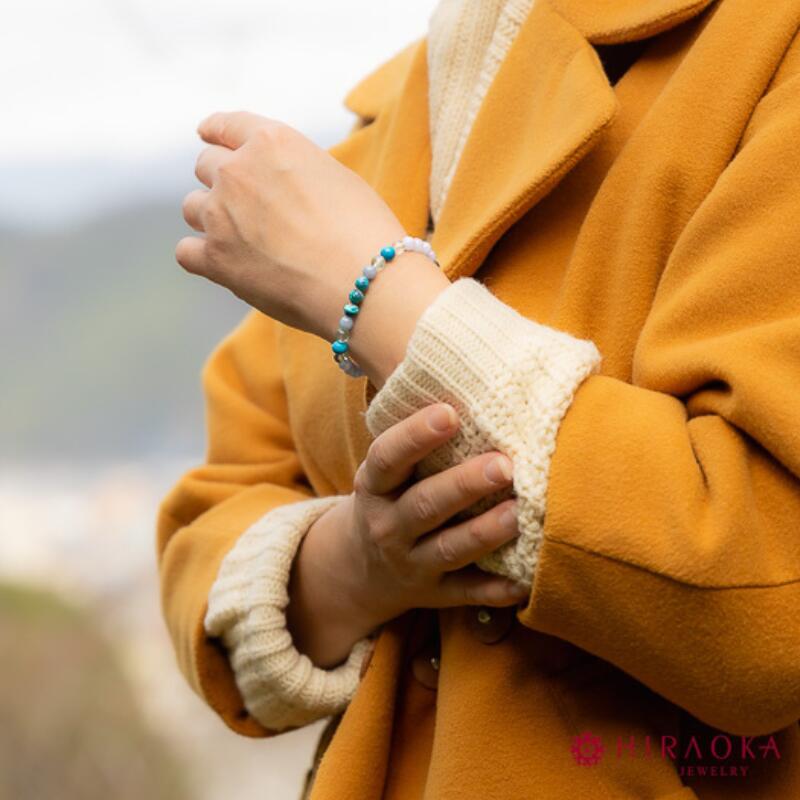 【ふるさと納税】 パワーストーン ブレスレット 家庭 家族 円満 6mm 玉 石 夫婦 関係 改善 信頼 回復 フローライト エンジェライト クリソコーラ ハウライトトルコ ライトブルー ブルー 高知県 須崎市 サムネイル3