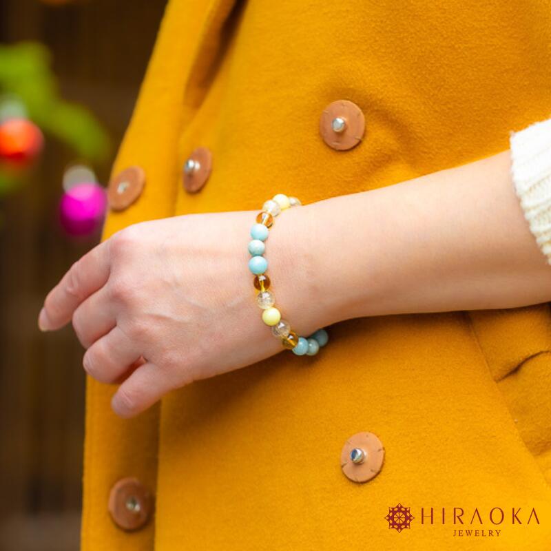 【ふるさと納税】 パワーストーン ブレスレット 8mm 金運 石 運 収入 アップ 幸福 財運 ルチルクォーツ イエロージェイド シトリン アマゾナイト イエロー ブルーグリーン ブルー グリーン 高知県 須崎市 サムネイル3