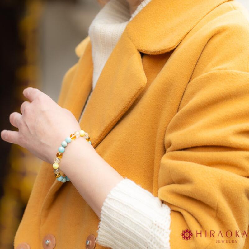 【ふるさと納税】 パワーストーン ブレスレット 8mm 金運 石 運 収入 アップ 幸福 財運 ルチルクォーツ イエロージェイド シトリン アマゾナイト イエロー ブルーグリーン ブルー グリーン 高知県 須崎市 サムネイル2