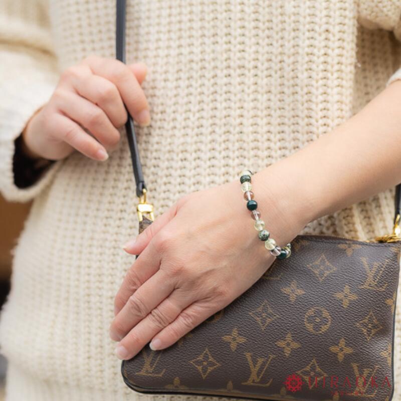 【ふるさと納税】 パワーストーン ブレスレット 8mm 仕事 金運 ストレス解消 メンタル 強化 リラックス ガーデンクォーツ プレナイト ブラッドストーン クリソタイル サーペンティン グリーン 高知県 須崎市 サムネイル2