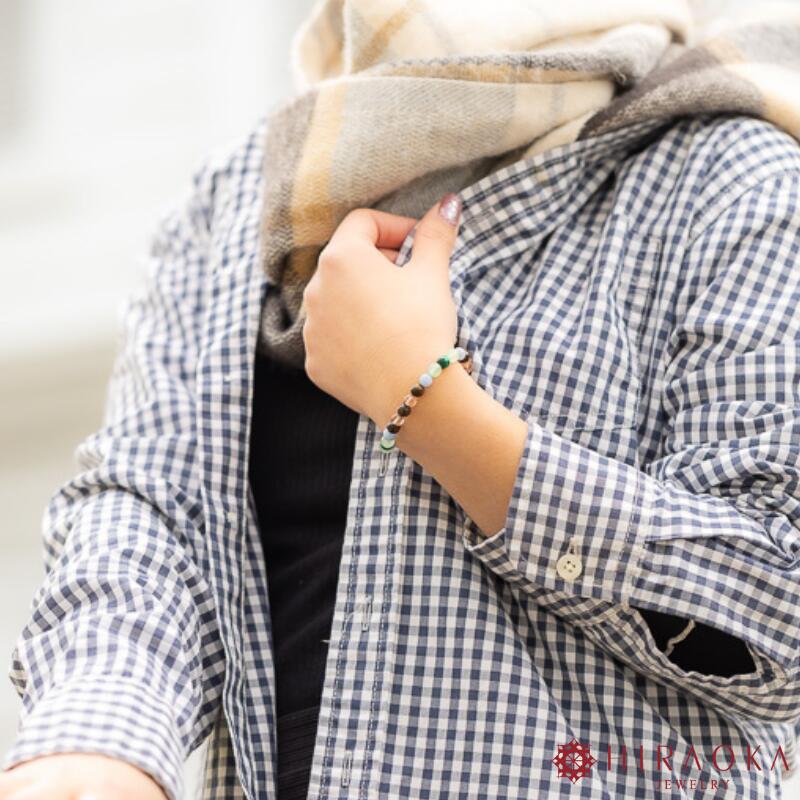 【ふるさと納税】 パワーストーン ブレスレット 対人 人間関係 運 6mm 玉 石 コミュニケーション コミュ力 アンデシン ブロンザイト マラカイト アベンチュリン アースカラー グリーン ブラウン 高知県 須崎市 サムネイル3