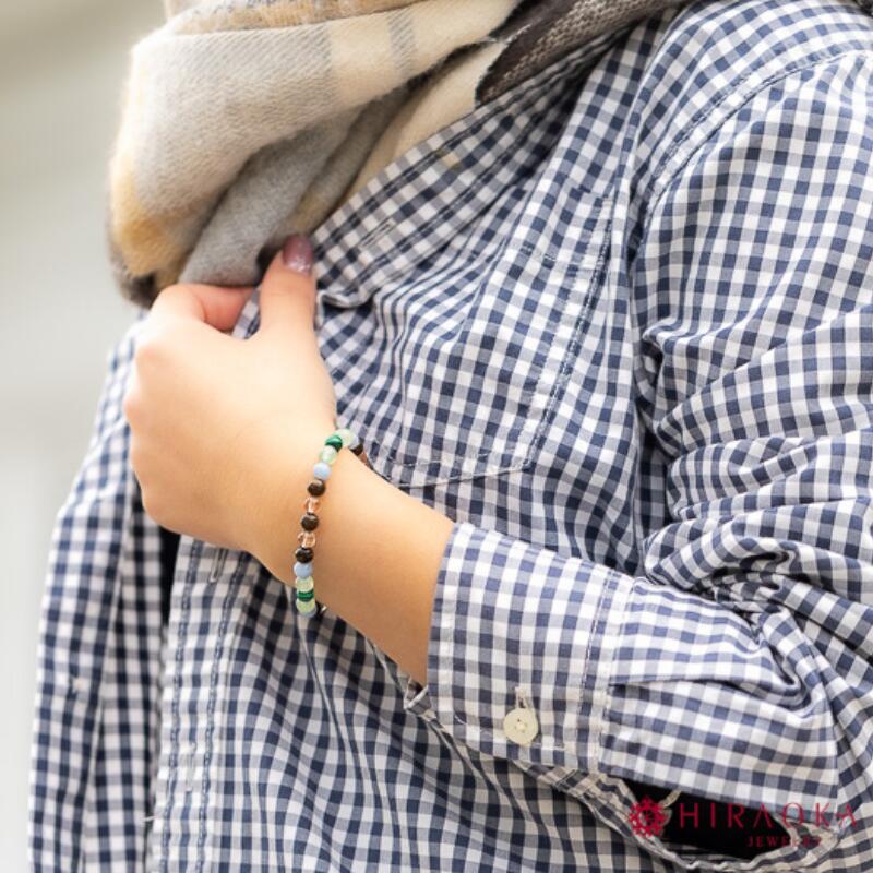 【ふるさと納税】 パワーストーン ブレスレット 対人 人間関係 運 6mm 玉 石 コミュニケーション コミュ力 アンデシン ブロンザイト マラカイト アベンチュリン アースカラー グリーン ブラウン 高知県 須崎市 サムネイル2