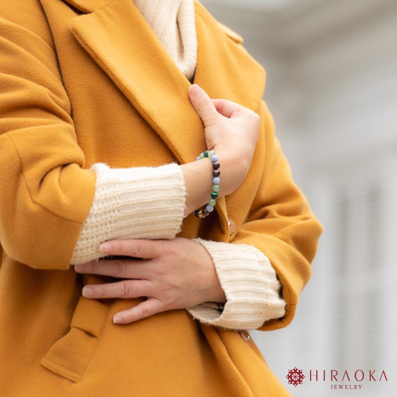 【ふるさと納税】 パワーストーン ブレスレット 対人 人間関係 運 8mm 玉 石 コミュニケーション コミュ力 アンデシン ブロンザイト マラカイト アベンチュリン アースカラー グリーン ブラウン 高知県 須崎市 サムネイル3