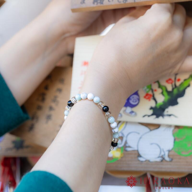 【ふるさと納税】 パワーストーン ブレスレット 合格祈願 運 6mm 玉 石 学業成就 成功 レモンクォーツ ジェイド オニキス ホワイトハウライト ホワイト 高知県 須崎市 サムネイル2