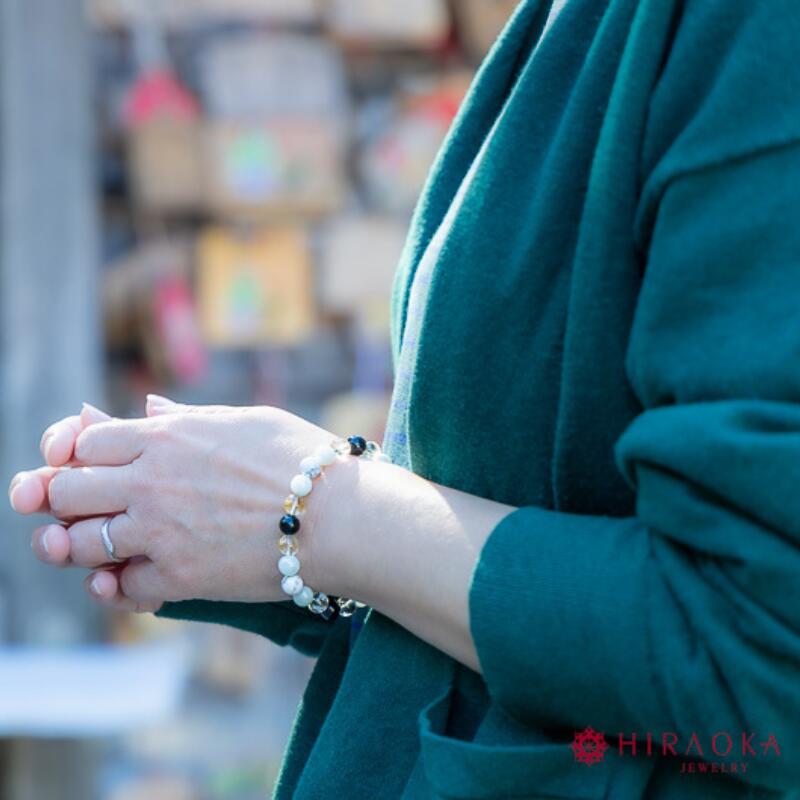 【ふるさと納税】 パワーストーン ブレスレット 合格祈願 運 8mm 玉 石 学業成就 成功 レモンクォーツ ジェイド オニキス ホワイトハウライト ホワイト 高知県 須崎市 サムネイル3