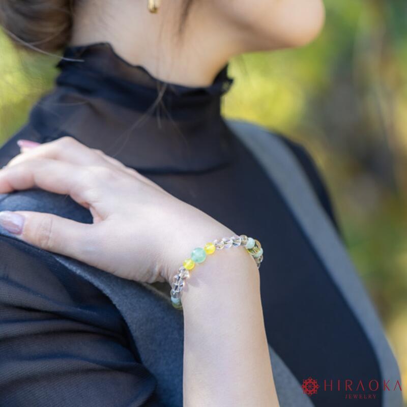 【ふるさと納税】 パワーストーン ブレスレット 開運 6mm 玉 石 学業成就 商売繁栄 ジェイド オリーブクォーツ ルチルクォーツ シトリン クリア イエロー 高知県 須崎市 サムネイル2