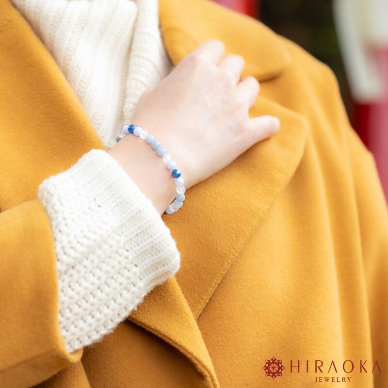 【ふるさと納税】 パワーストーン ブレスレット 縁結び 6mm 玉 石 積極性 不安解消 ムーンストーン エンジェライト ブルーレースメノウ カイヤナイト ブルー 水色 高知県 須崎市 サムネイル2