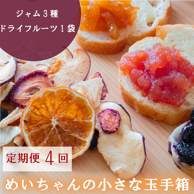 定期便 4回 ジャム 3種類 ドライフルーツ 1種類 セット めいちゃんの小さな玉手箱 田條園 いちご ブルーベリー 新高梨 温州みかん はっさく ぽんかん やまもも いちじく りんご レモン 土佐文旦 くだもの 秋 旬 高知県 須崎市 フルーツ TJ3000-1