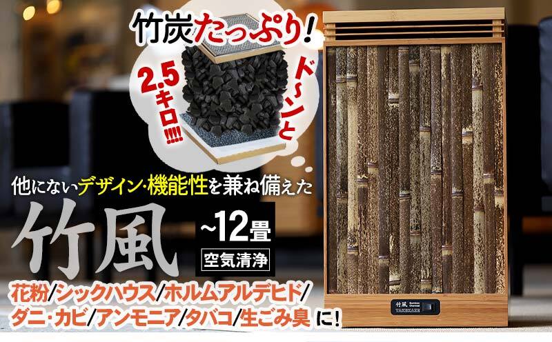 空気清浄機 「竹風」 竹炭カートリッジ式 家電製品 エコ ECO 静音 微粉塵 除去 ( ~12畳まで 和 おしゃれ 高級 家電 最高級 竹炭 循環型空気清浄機 日用品 匂い除去 ほこり除去 ) TT068