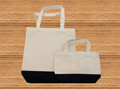 【ふるさと納税】地域限定オリジナルデザイン トートバック2点セット（ブラック S・Mサイズ）エコバッグ 鞄 カバン 小物 黒 お買い物 ショッピング ファッション かわいい 絹 コットン A4 サバT 高知県 高知 土佐清水 故郷納税 ふるさとのうぜい 返礼品 10000円【R01261】 サムネイル2